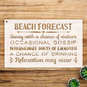 Beach Forecast Stencil Pattern for Walls and Crafts, Reusable Mylar Template, Sunny Design, Ideal for Home Decor and Summer-Themed Projects - Size A2 ()