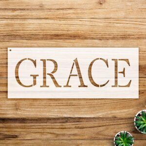 Grace Word Stencil Pattern for Walls and Crafts, Reusable Mylar Template, Elegant Design for Home Decor and Art Projects - Size A1 ()