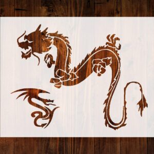 Chinese Dragon Stencil, Reusable & Sturdy, , Custom Mythological Art & Craft Template