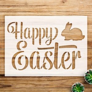 Easter Bunny Stencil for Home Decor, DIY Christian Spring Art, Rustic Script Design for Walls, Wood, and Crafts - Size A2 ()