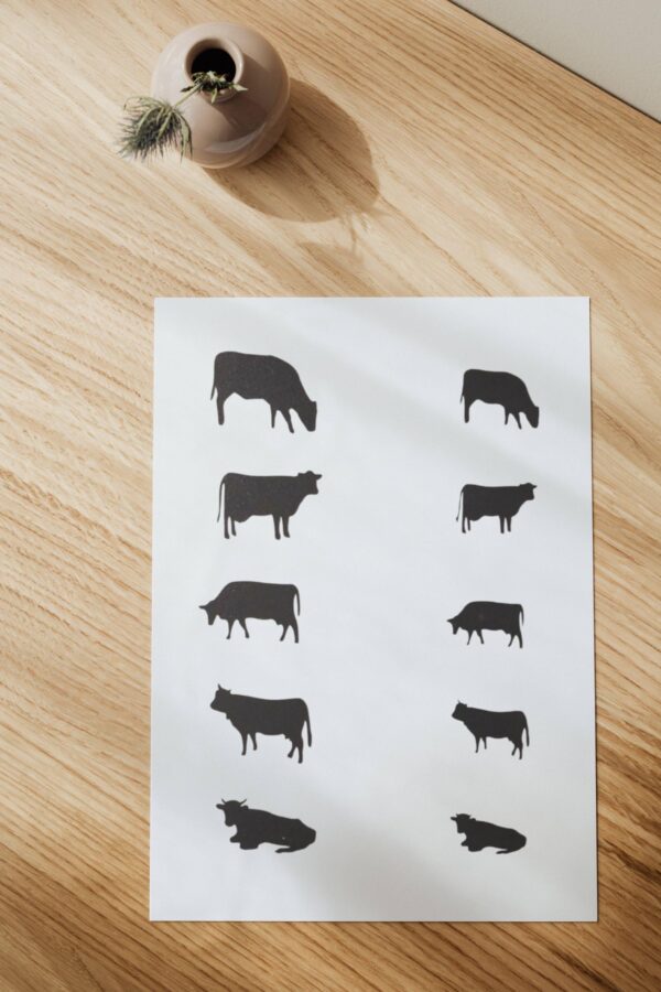 Reusable Multiple Small Cows Stencil - Custom Farm Animal Design for Rustic Crafts - Image 3