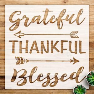 Grateful Thankful Blessed Stencil Pattern for Wood and Wall Decor, Reusable Template for Painting, Ideal for Home Decoration and Craft Projects - Size A1 ()