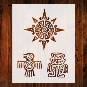Mexico Mayan Aztec Symbol Stencil, Reusable & Sturdy, Custom Stencil for Art, Crafts & DIY Projects