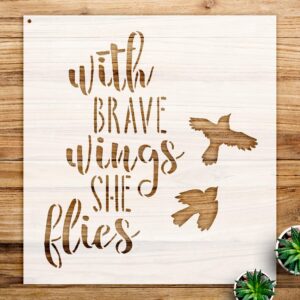 Birds Word Art Stencil for Walls and Crafts, Inspirational Design, Reusable Mylar Template, Ideal for Home Decor and Creative Projects - Size A3 ()