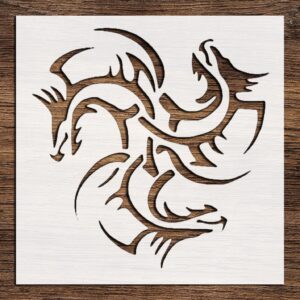Stencil Abstract Dragon Design, Plastic Reusable
