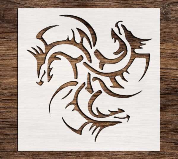 Stencil Abstract Dragon Design, Plastic Reusable