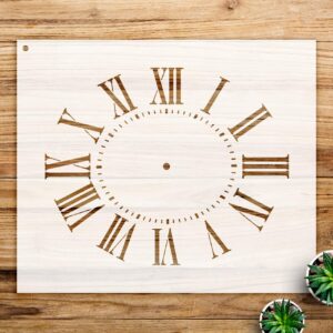 Antique Oval Clock face Stencil for Walls and Crafts, Reusable Mylar Template, Roman Numeral Design for Home Decor and Art Projects - Size A4 ()