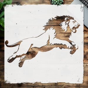 Running Lion Reusable Mylar Stencil for Painting – Perfect for DIY Crafts, Home Décor, and Wildlife Art Projects