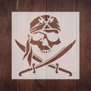 Reusable Skull Pirate Stencil - Custom Adventurous Design for Themed Crafts