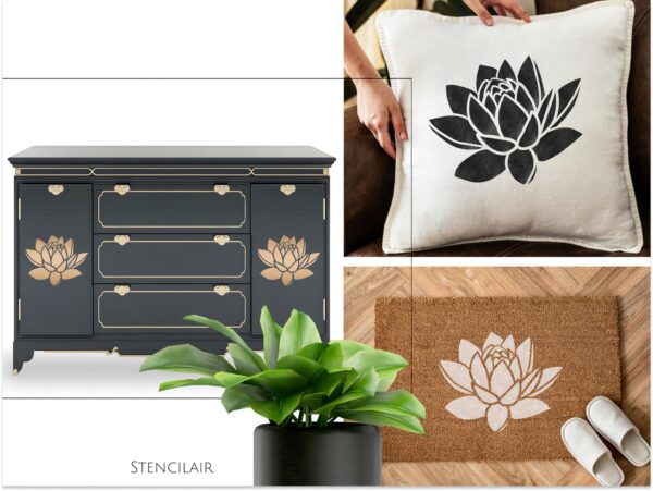 Large Lotus Flower Stencil for Painting on Wood, Canvas, Paper, Fabric, Walls and Furniture , Wildflower Stencil, Stencils Home Décor, Reusable DIY Art and Craft Stencils - Image 6