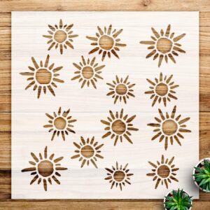 Sunshine Pattern Stencil for Home Decor and Crafts, Cute Doodle Design for Walls, Wood, and Furniture Projects - Size A4 ()
