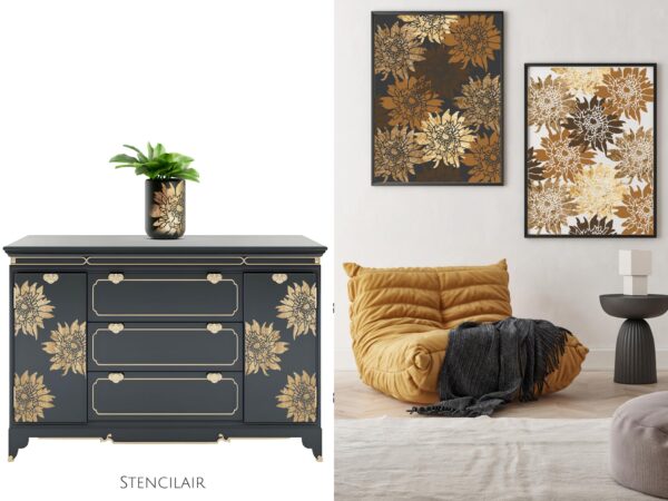 Aster Flower Stencil, , Reusable Large Design for Wall Art, Painting on Wood, Canvas, Paper, & Fabric LIONX - Image 3