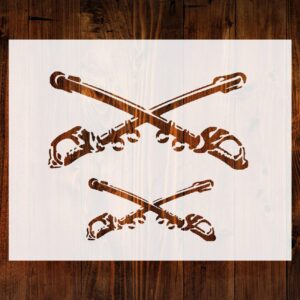Crossed Swords Sabres Stencil, Reusable & Sturdy, , Custom Art & Craft Template