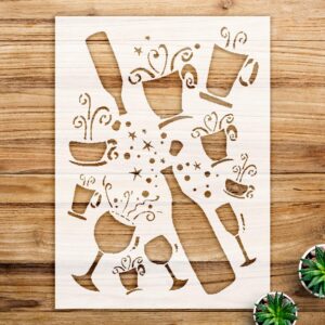 Diva Cup Full of Magic Stencil Pattern for Walls and Crafts, Reusable Mylar Template, Festive Celebration Design, Ideal for Home Decor and Artistic Projects - Size A2 ()