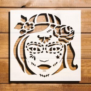 Girl Head Halloween Stencil for Painting - 5.5" x 5.5" Reusable Plastic