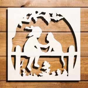 Girl and Kitten Stencil for Painting – Plastic Reusable 5.5" L x 5.5" W