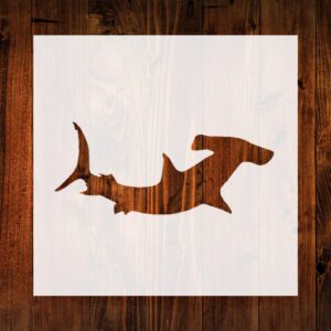 12-Inch Hammerhead Shark Style Design Stencil, Reusable Mylar Cutout for Sign Art, Crafts & DIY Projects