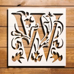 Letter Initial W Stencil for Painting, Plastic Reusable, 5.5" L x 5.5" W