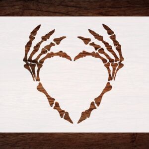 Reusable Skeleton Hands Heart Stencil 11" x 8.5" - Custom Gothic Design for Unique Crafts