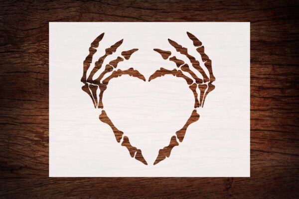 Reusable Skeleton Hands Heart Stencil 11" x 8.5" - Custom Gothic Design for Unique Crafts