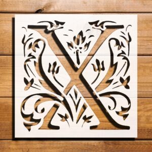 Letter X Initial Design Stencil for Painting on Walls, Wood, and Canvas - Reusable Plastic Template for DIY Crafts, Art Supplies, and Scrapbooking - 5.5"x5.5"