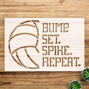 Volleyball Stencil Pattern for Crafts and DIY Projects, Perfect for Walls, Wood, and Sports-Themed Decor, Featuring Bump, Set, Spike Design for Athletes and Fans - Size A1 ()