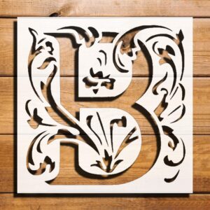 Letter Initial B Stencil for Painting, Plastic Reusable 5.5" L x 5.5" W