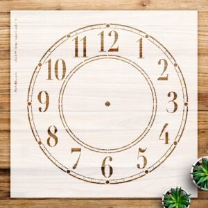 Clock Stencil Pattern for Walls and Crafts, Reusable Mylar Template, Classic Schoolhouse Clock face Design, Ideal for Home Decor and DIY Projects - Size A2 ()