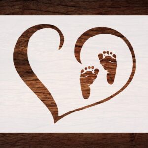 Reusable Baby Feet in Heart Stencil - Custom Design for Heartwarming Nursery Crafts