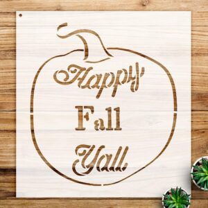 Happy Fall Yall Pumpkin Stencil Pattern for Walls and Crafts, Reusable Mylar Template, Ideal for Home Decor and Seasonal Art Projects - Size A3 ()