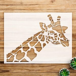 Giraffe Portrait Stencil for Walls and Crafts, Reusable Mylar Template, Ideal for Nursery, School Projects, and Creative Fun - Size A2 ()