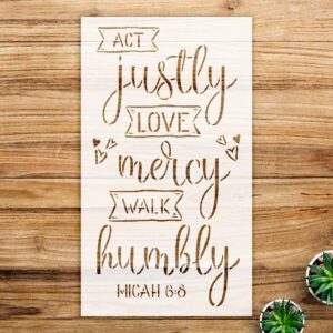 Micah Stencil Pattern for Walls and Crafts, Inspirational Design for DIY Home Decor, Faith-Based Art Projects, Love Mercy Walk Humbly Theme - Size A3 ()