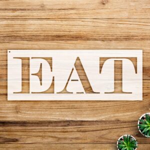 Eat Stencil Pattern for Walls and Crafts, Reusable Mylar Template, Ideal for Home Decor, Furniture, and Art Projects - Size A3 ()