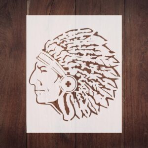 Reusable Indian Chief Head Stencil - Custom, Durable Template for Art Projects