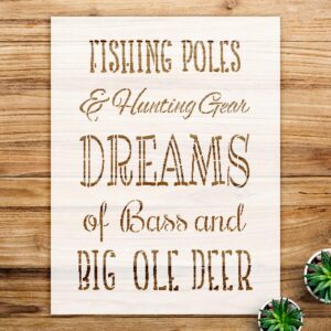 Fishing Poles Stencil Pattern for Walls and Crafts, Reusable Mylar Template, Ideal for Home Decor and Outdoor-Themed Projects - Size A2 ()