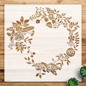 Berries and Greens Wreath Stencil Pattern for Home Decor and Crafts, Reusable Mylar Template, Ideal for Boho and Rustic Wedding Projects - Size A2 ()