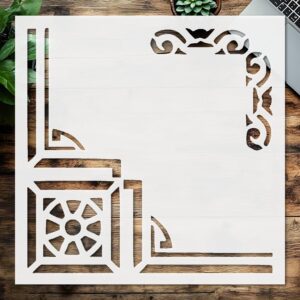Stencil Corners Design Pattern, Plastic Reusable, Reusable Plastic, L x W, for DIY Crafts and Home Decor
