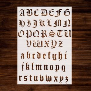 Old English Alphabet Stencil, Reusable & Sturdy, Custom Sheet, Gothic Lettering Art Template