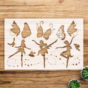 Fairy Dance Stencil Pattern for Walls and Crafts, Reusable Mylar Template, Whimsical Design, Ideal for Home Decor and Fantasy Art Projects - Size A3 ()