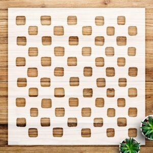 Checkerboard Stencil Pattern for Walls and Crafts, Reusable Mylar Template, Ideal for DIY Home Decor and Mixed Media Painting Projects - Size A3 ()