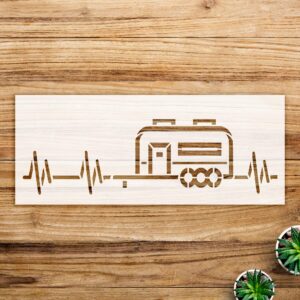 Camper Heartbeat Stencil Pattern for Walls and Crafts, Reusable Mylar Template, Ideal for Indoor and Outdoor Home Decor, Nature and Camping Lover Design - Size A2 ()