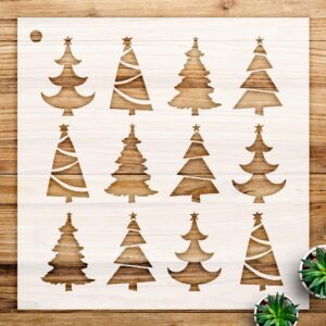 Christmas Trees Stencil Pattern for Walls and Crafts, Reusable Mylar Template, Ideal for Holiday Decor and Seasonal Gift Projects - Size A1 ()
