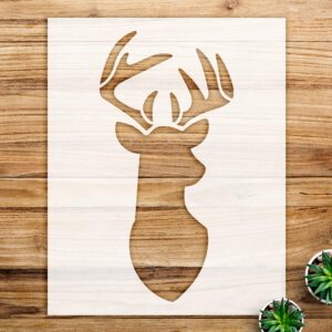Deer Head Stencil Pattern for Walls and Crafts, Reusable Mylar Template, Rustic Design for Country Decor and Hunting Themed Projects - Size A4 ()