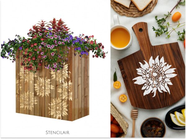 Aster Flower Stencil, , Reusable Large Design for Wall Art, Painting on Wood, Canvas, Paper, & Fabric LIONX - Image 5