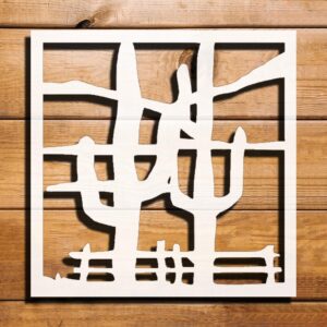 Cactus Fence Stencil for Painting - Reusable Plastic 5.5"x5.5" - Ideal for Crafts, Home Décor and DIY Projects - Durable, Easy to Clean