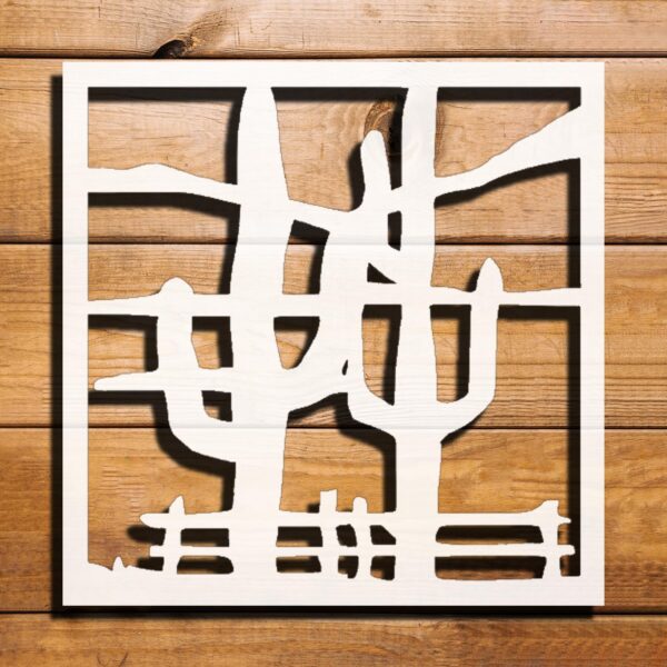 Cactus Fence Stencil for Painting - Reusable Plastic 5.5"x5.5" - Ideal for Crafts, Home Décor and DIY Projects - Durable, Easy to Clean