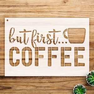Coffee Script Stencil Pattern for Walls and Crafts, Reusable Mylar Template, Bold Word Art Design for Home Decor and Creative Projects - Size A1 ()