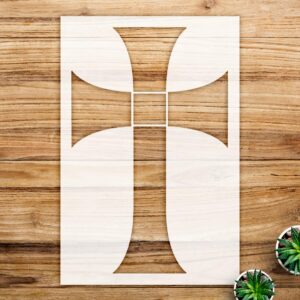 Gothic Cross Stencil Pattern for Walls and Crafts, Reusable Mylar Template, Christian Symbol Design, Ideal for Home Decor and DIY Faith Projects - Size A4 ()
