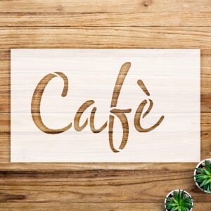 Cafe Word Stencil Pattern for Walls and Crafts, Casual Script Design, Ideal for Home Decor and DIY Projects - Size A3 ()