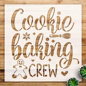 Cookie Baking Crew Stencil Pattern for Wood Signs and Home Decor, Reusable Mylar Template, Ideal for Christmas and Winter Craft Projects - Size A4 ()